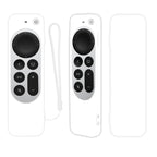 Silicone Protective Case Cover with Rope For Apple TV 4K 4th Siri Remote Controller White
