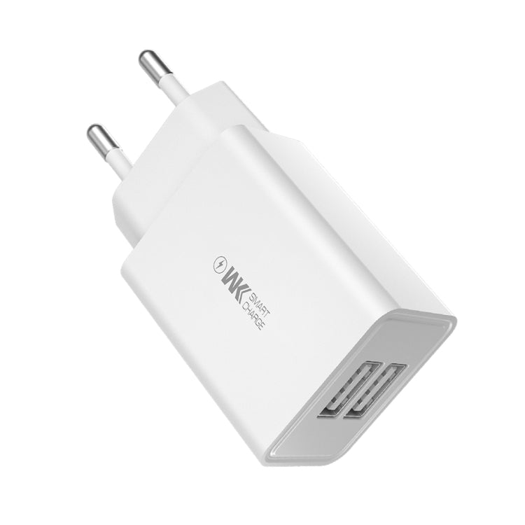 WK WP-U56 2A Dual USB Fast Charging Travel Charger Power Adapter,, EU Plug – Fast Charging, TPU