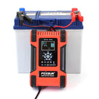 FOXSUR 12A / 12V / 24V Car / Motorcycle 7-stage Lead-acid Battery AGM Charger, 12A, US Plug, 12A, EU Plug, 12A, UK Plug