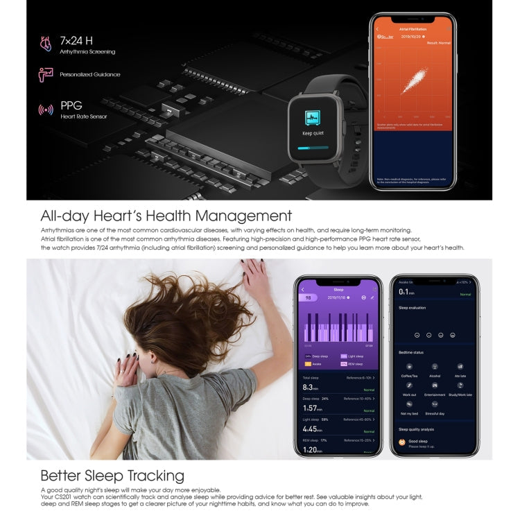 CS201 Smart Watch – 1.3" Screen, IP68 Waterproof, Heart Rate Monitoring