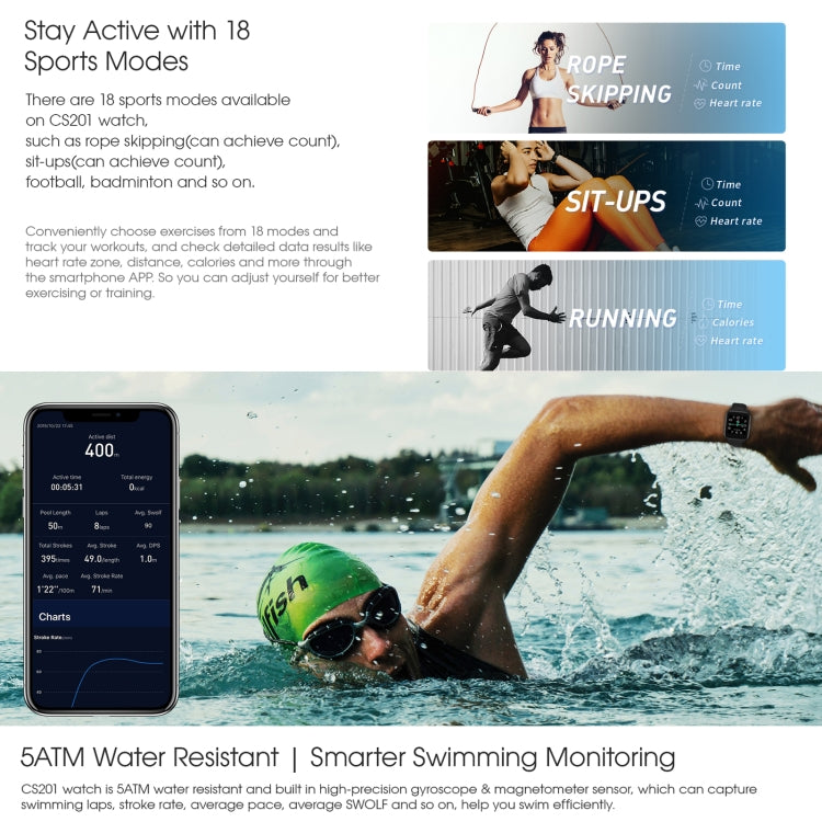 CS201 Smart Watch – 1.3" Screen, IP68 Waterproof, Heart Rate Monitoring