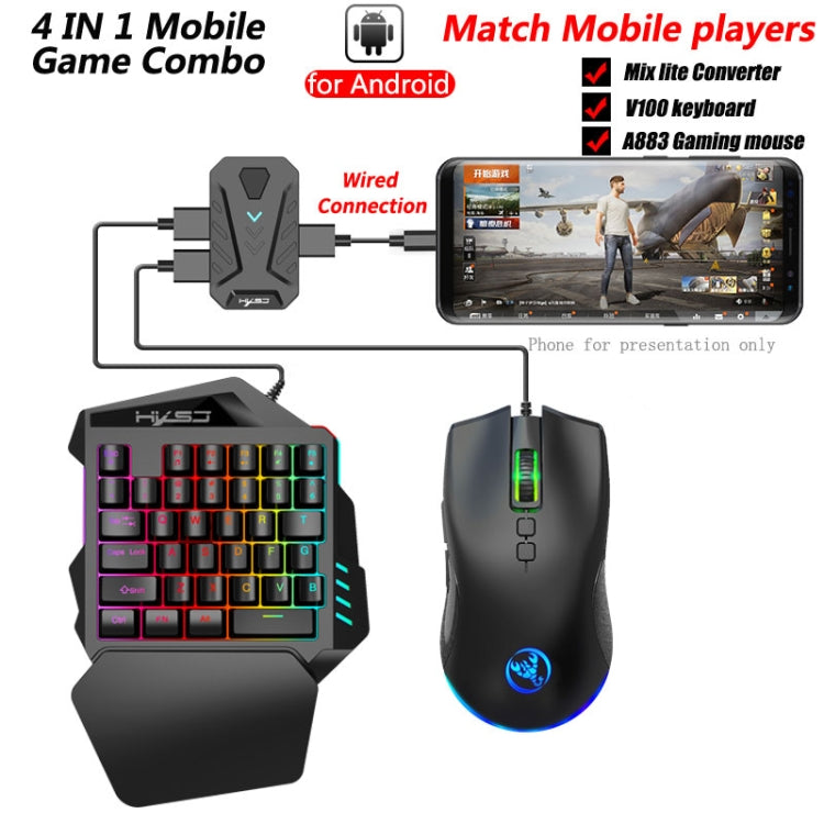 HXSJ P8+V100+J900 Keyboard Mouse Converter + One-handed Keyboard + Programming Gaming Mouse Set, P8+V100+A883 – Durable Build, Easy to Use