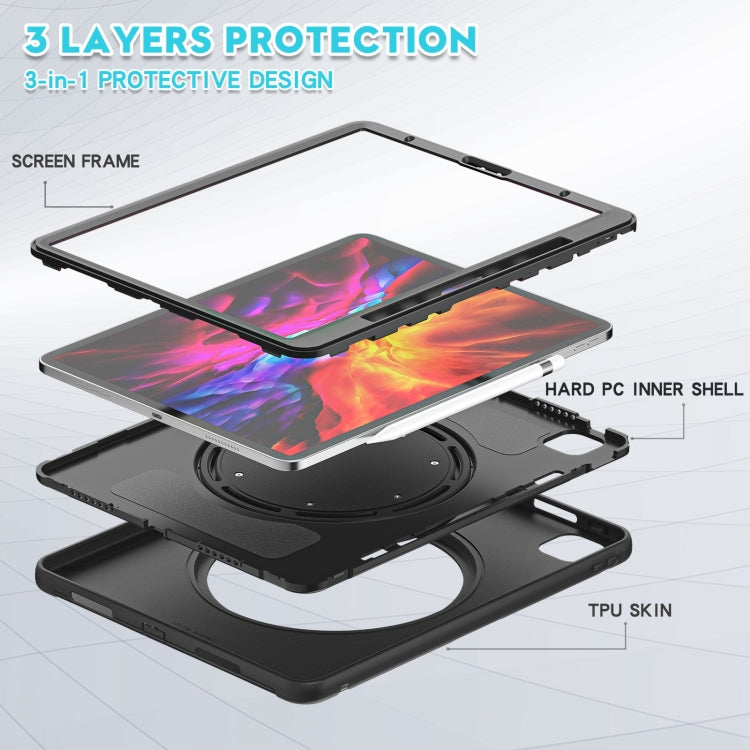 Shockproof TPU + PC Protective Case with 360 Degree Rotation Foldable Handle Grip Holder & Pen Slot – Shockproof, TPU, For iPad Pro 12.9 2020 / 2018, For Samsung Galaxy Tab S6 Lite 10.4 inch P610