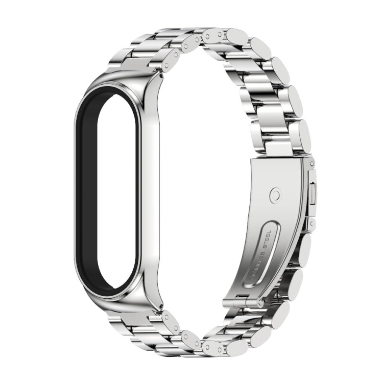 For Xiaomi Mi Band 6 / 5 CS Mijobs CS Metal Three Bead Stainless Steel Watch Band Silver