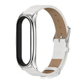 For Xiaomi Mi Band 6 / 5 Mijobs Metal Case Crazy Horse Texture PU Microfiber Plus Watch Band White Silver