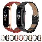 For Xiaomi Mi Band 6 / 5 Mijobs Metal Case Crazy Horse Texture PU Microfiber Plus Watch Band