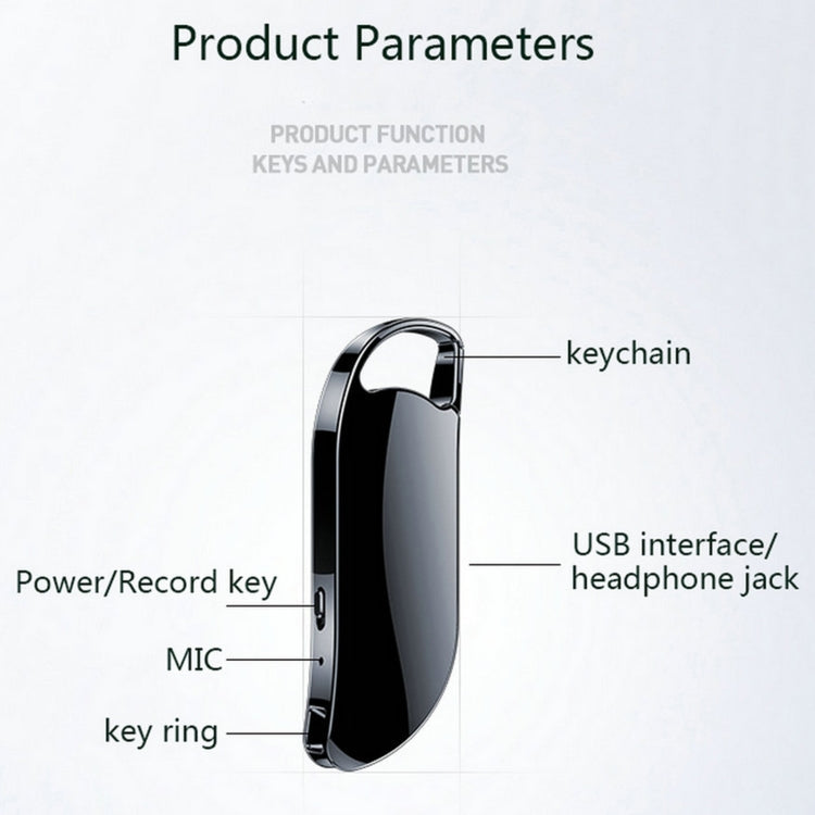 V11 Portable Keychain HD Recording Pen Voice Recorder, 32GB, 64GB