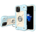 Shockproof Silicone + PC Protective Case with Dual-Ring Holder, For iPhone 12 / 12 Pro, For iPhone 12 Pro Max For iPhone 12 12 Pro Ice Blue