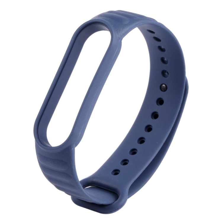 For Xiaomi Mi Band 6 / 5 Universal Silicone Leather Texture Replacement Strap Watchband Blue