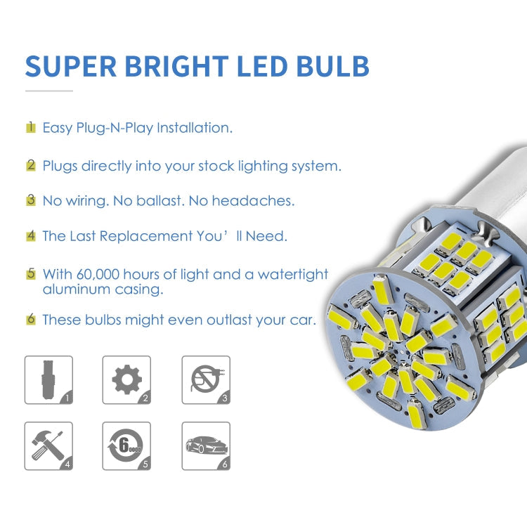 1 Pair E0052 9-14V 1156-54SMD-2835 6000K 1080LM White Light Car Decoding Turn Signal Reversing Light, E0052 – Waterproof, Ultra-thin