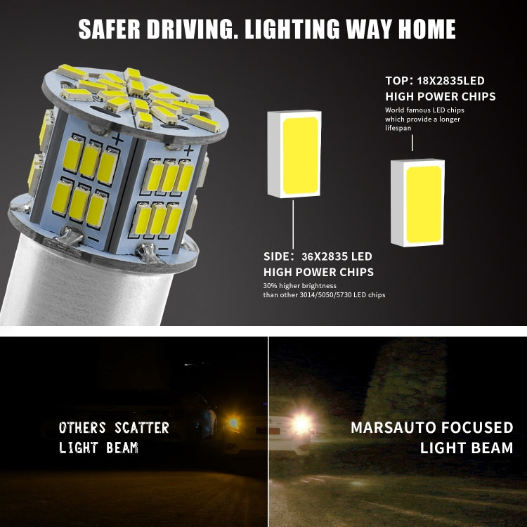 1 Pair E0052 9-14V 1156-54SMD-2835 6000K 1080LM White Light Car Decoding Turn Signal Reversing Light, E0052 – Waterproof, Ultra-thin