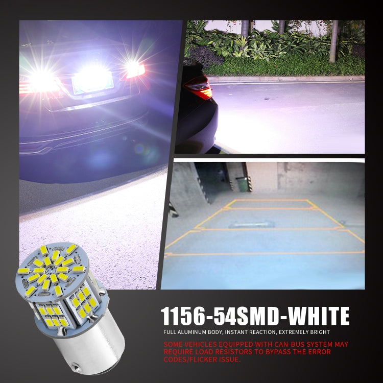 1 Pair E0052 9-14V 1156-54SMD-2835 6000K 1080LM White Light Car Decoding Turn Signal Reversing Light, E0052 – Waterproof, Ultra-thin