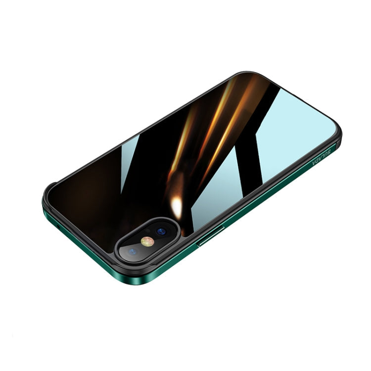Shockproof Aviation Aluminum Metal Frame + Nano Glass + TPU Protective Case – Shockproof, TPU, For iPhone XR, For iPhone XS Max For iPhone XR Dark Night Green
