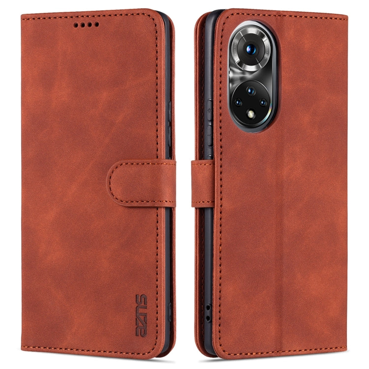 AZNS Skin Feel Calf Texture Horizontal Flip Leather Case with Card Slots & Holder & Wallet – Card Slot, Flip, Leather, For Honor 50, For Honor 50 Pro