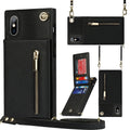 Cross-body Zipper Square TPU+PU Back Cover Case with Holder & Card Slots & Wallet & Strap, For iPhone XS / X, For iPhone XR, For iPhone XS Max For iPhone XS X Black