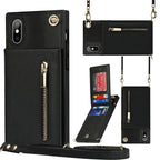 Cross-body Zipper Square TPU+PU Back Cover Case with Holder & Card Slots & Wallet & Strap, For iPhone XS / X, For iPhone XR, For iPhone XS Max For iPhone XS X Black