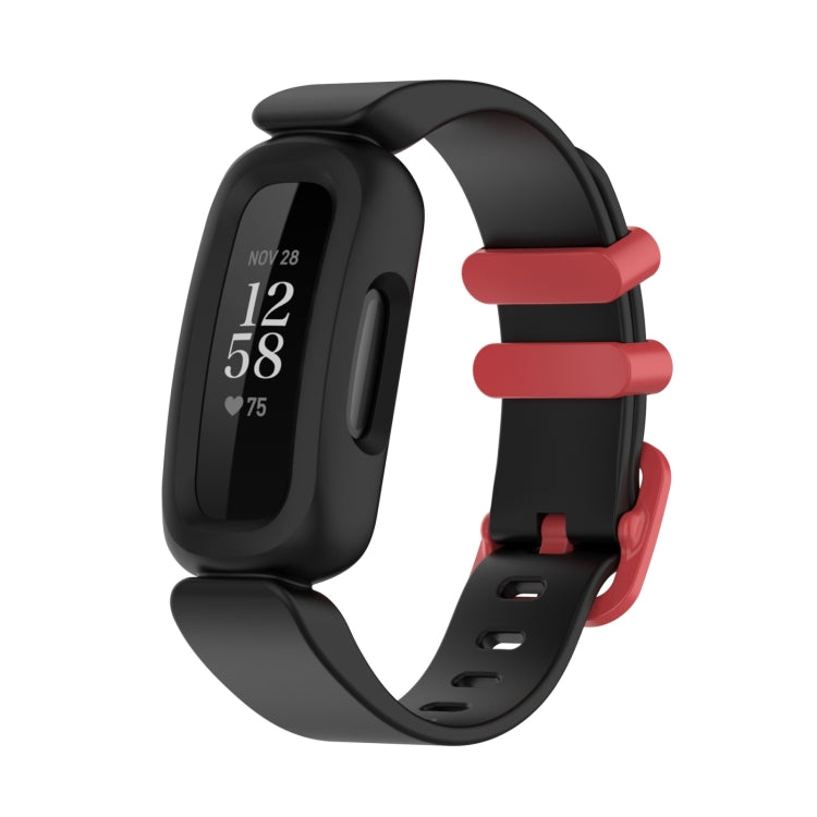 Watch Band – Silicone (Fitbit Ace 3) For Fitbit Ace 3 Inspire2 Black Red Buckle