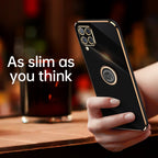 XINLI Straight Edge 6D Electroplate TPU Phone Case with Ring Holder, For Samsung Galaxy A22 4G, For Samsung Galaxy A72 5G, For Samsung Galaxy A82 5G, For Samsung Galaxy A52 5G