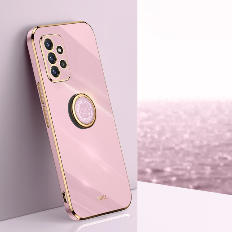 XINLI Straight Edge 6D Electroplate TPU Phone Case with Ring Holder – Ring Holder, TPU, For Samsung Galaxy A22 4G, For Samsung Galaxy A72 5G, For Samsung Galaxy A82 5G, For Samsung Galaxy A52 5G For Samsung Galaxy A72 5G Cherry Purple