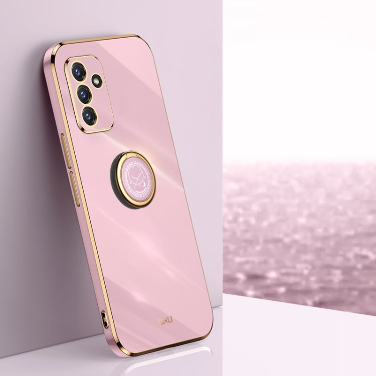 XINLI Straight Edge 6D Electroplate TPU Phone Case with Ring Holder – Ring Holder, TPU, For Samsung Galaxy A22 4G, For Samsung Galaxy A72 5G, For Samsung Galaxy A82 5G, For Samsung Galaxy A52 5G For Samsung Galaxy A82 5G Cherry Purple
