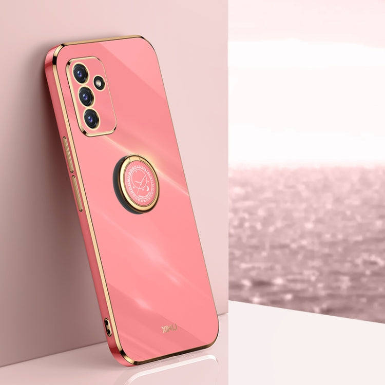 XINLI Straight Edge 6D Electroplate TPU Phone Case with Ring Holder – Ring Holder, TPU, For Samsung Galaxy A22 4G, For Samsung Galaxy A72 5G, For Samsung Galaxy A82 5G, For Samsung Galaxy A52 5G For Samsung Galaxy A82 5G Hawthorn Red