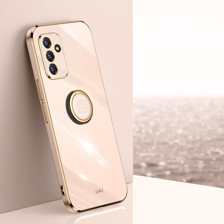 XINLI Straight Edge 6D Electroplate TPU Phone Case with Ring Holder – Ring Holder, TPU, For Samsung Galaxy A22 4G, For Samsung Galaxy A72 5G, For Samsung Galaxy A82 5G, For Samsung Galaxy A52 5G For Samsung Galaxy A82 5G Pink