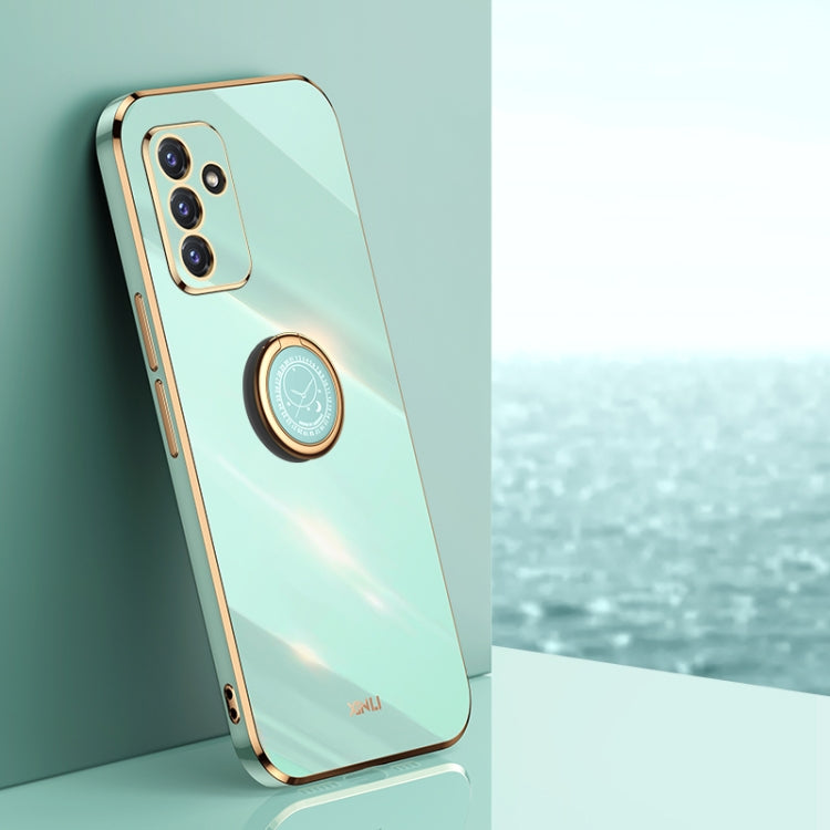 XINLI Straight Edge 6D Electroplate TPU Phone Case with Ring Holder – Ring Holder, TPU, For Samsung Galaxy A22 4G, For Samsung Galaxy A72 5G, For Samsung Galaxy A82 5G, For Samsung Galaxy A52 5G For Samsung Galaxy A82 5G Mint Green