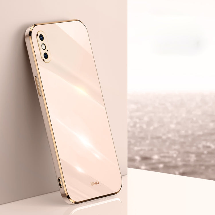 XINLI Straight Edge 6D Electroplate TPU Phone Case, For iPhone X, For iPhone XR, For iPhone XS For iPhone X Pink