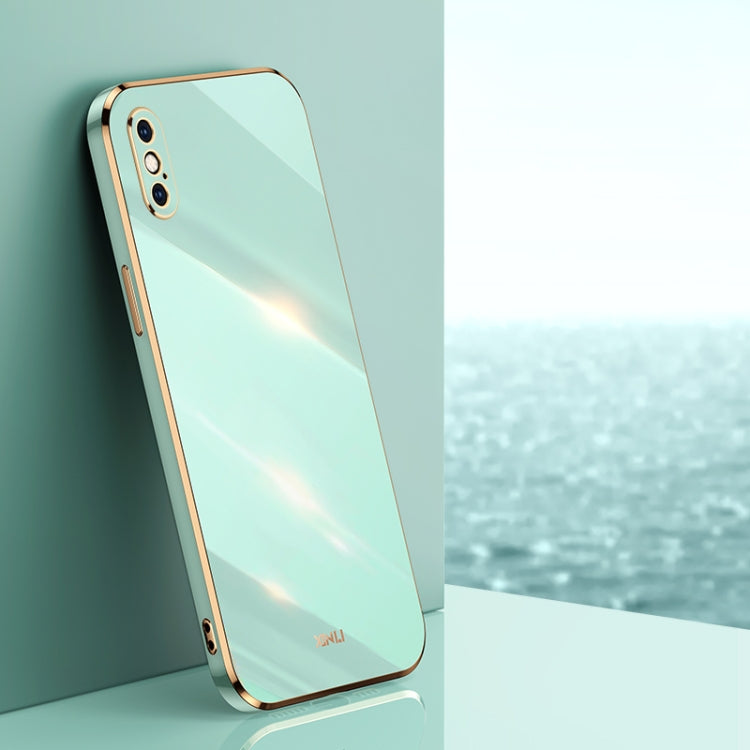 XINLI Straight Edge 6D Electroplate TPU Phone Case, For iPhone X, For iPhone XR, For iPhone XS For iPhone X Mint Green