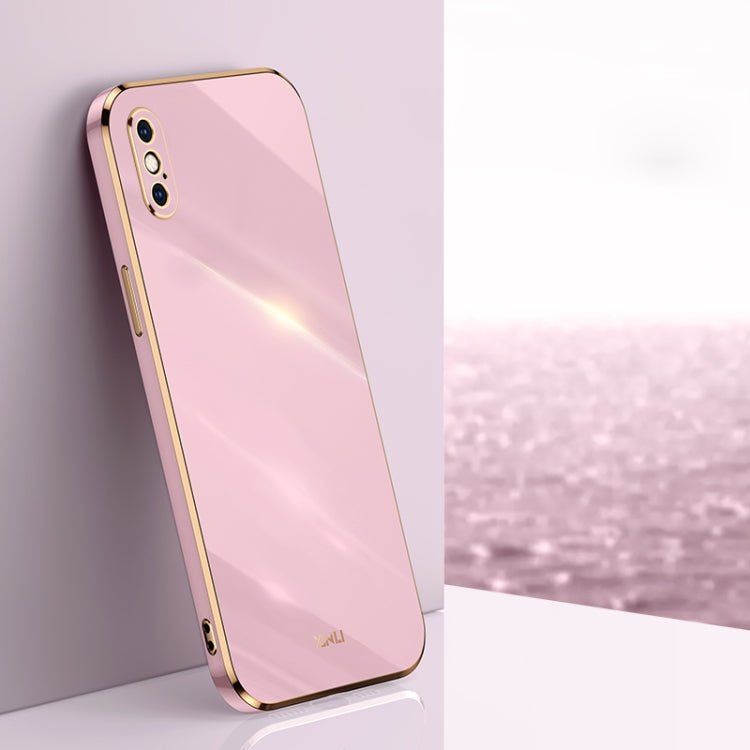 XINLI Straight Edge 6D Electroplate TPU Phone Case, For iPhone X, For iPhone XR, For iPhone XS For iPhone XS Cherry Purple
