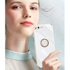 XINLI Phone Case – Straight Edge 6D Electroplate TPU Phone Case with Ring Holder, For... (iPhone 6)