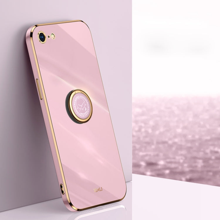 XINLI Phone Case – Straight Edge 6D Electroplate TPU Phone Case with Ring Holder, For... (iPhone 6) For iPhone 6 6s Cherry Purple