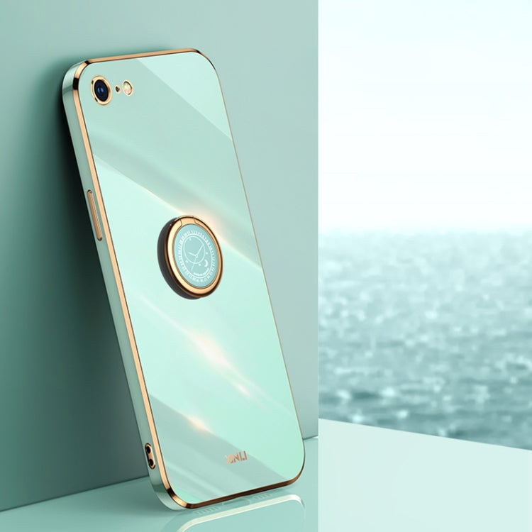 XINLI Phone Case – Straight Edge 6D Electroplate TPU Phone Case with Ring Holder, For... (iPhone 6) For iPhone 6 6s Mint Green