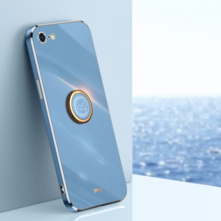 XINLI Phone Case – Straight Edge 6D Electroplate TPU Phone Case with Ring Holder, For... (iPhone 6) For iPhone 6 Plus 6s Plus Celestial Blue