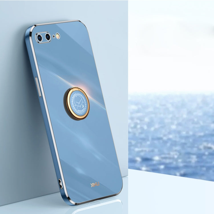 XINLI Phone Case – Straight Edge 6D Electroplate TPU Phone Case with Ring Holder, For... (iPhone 6) For iPhone 8 Plus 7 Plus Celestial Blue