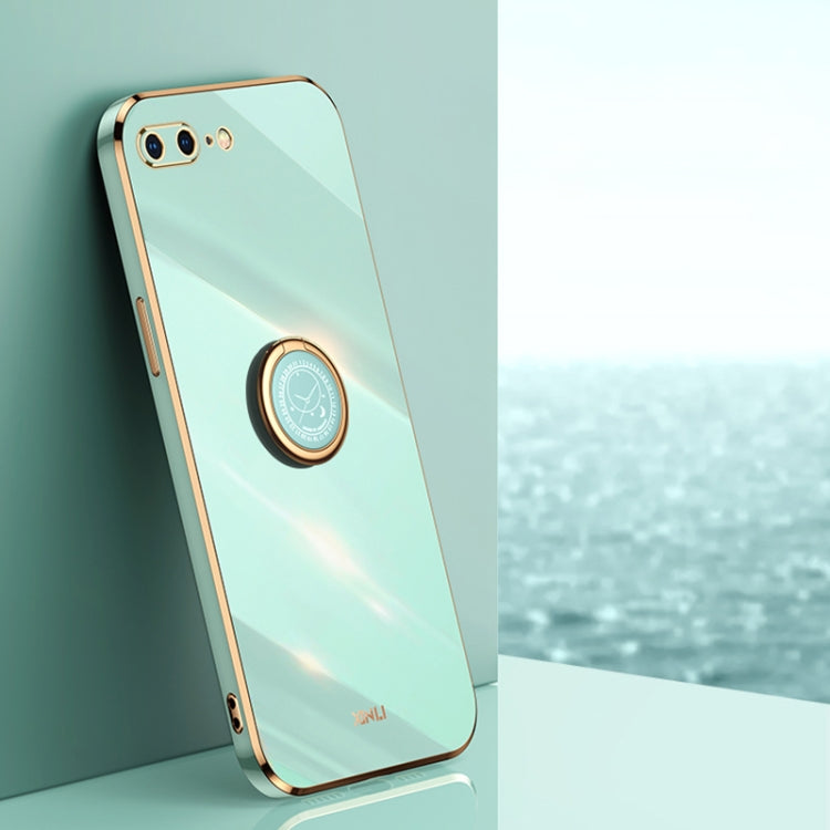 XINLI Phone Case – Straight Edge 6D Electroplate TPU Phone Case with Ring Holder, For... (iPhone 6) For iPhone 8 Plus 7 Plus Mint Green