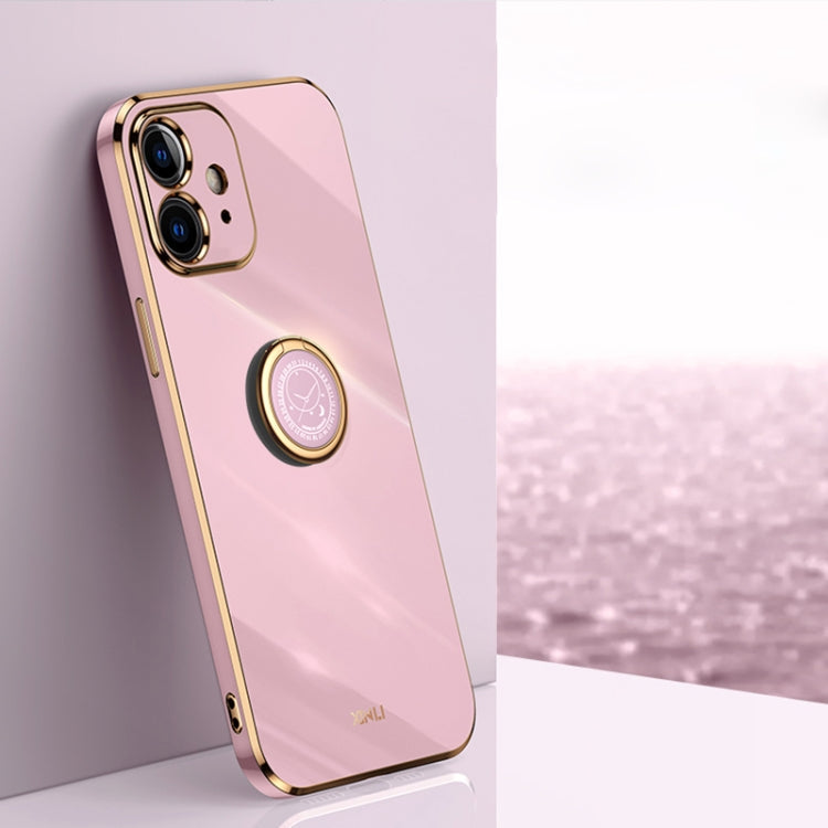 XINLI Phone Case – Straight Edge 6D Electroplate TPU Phone Case with Ring Holder, For... (iPhone 11 Pro Max) For iPhone 12 Cherry Purple
