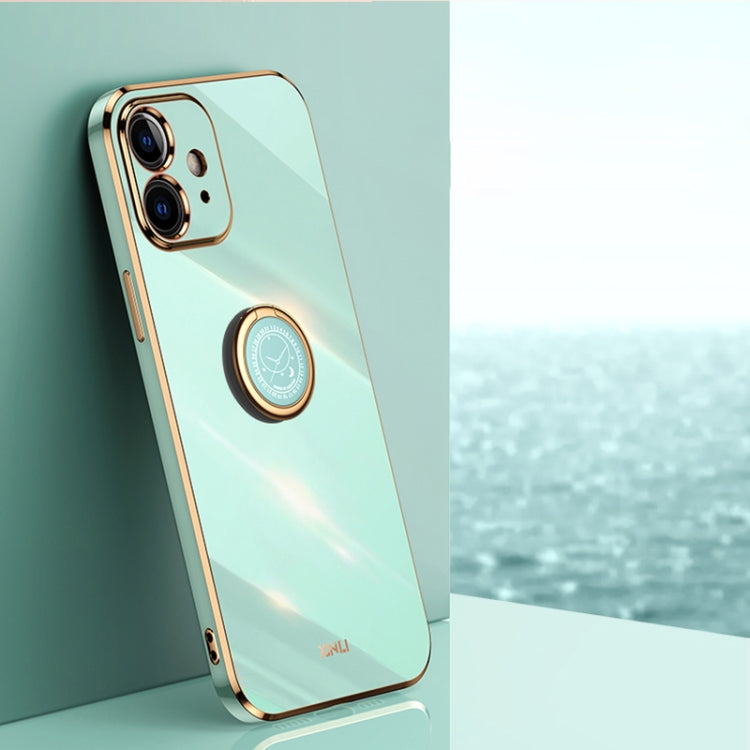 XINLI Phone Case – Straight Edge 6D Electroplate TPU Phone Case with Ring Holder, For... (iPhone 11 Pro Max) For iPhone 12 mini Mint Green