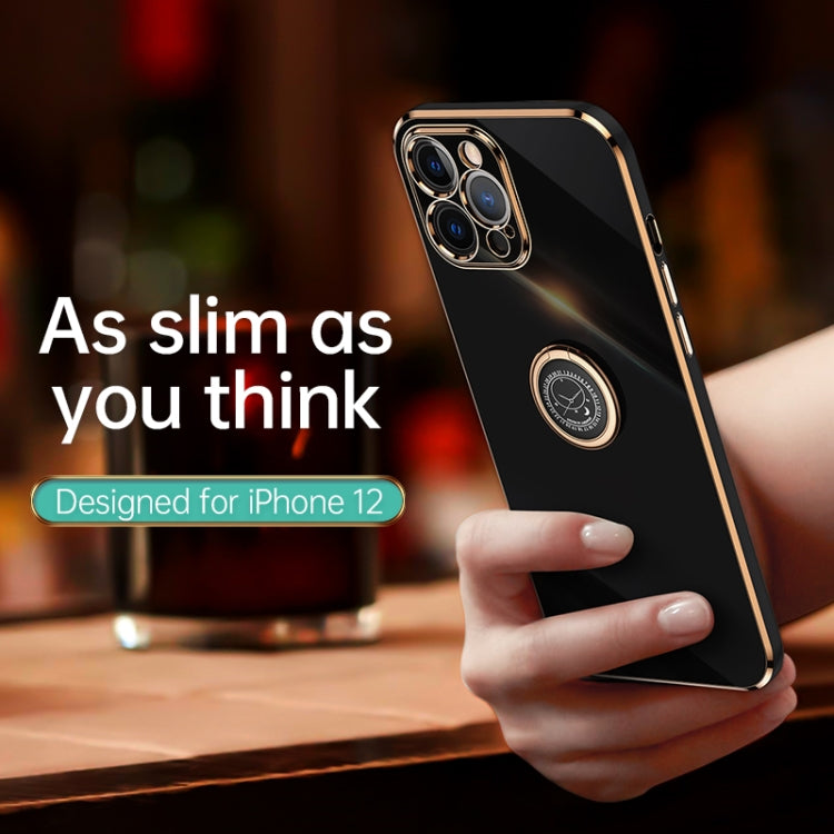 XINLI Phone Case – Straight Edge 6D Electroplate TPU Phone Case with Ring Holder, For... (iPhone 12 Pro)