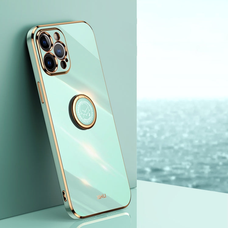 XINLI Phone Case – Straight Edge 6D Electroplate TPU Phone Case with Ring Holder, For... (iPhone 12 Pro) For iPhone 12 Pro Mint Green