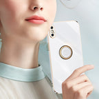 XINLI Straight Edge 6D Electroplate TPU Phone Case with Ring Holder, For iPhone XR, For iPhone XS, For iPhone XS Max