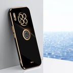 XINLI Straight Edge 6D Electroplate TPU Phone Case with Ring Holder – Ring Holder, TPU, For Huawei Mate 30, For Huawei Mate 30 Pro, For Huawei Mate 40