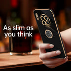 XINLI Straight Edge 6D Electroplate TPU Phone Case with Ring Holder – Ring Holder, TPU, For Huawei Mate 30, For Huawei Mate 30 Pro, For Huawei Mate 40