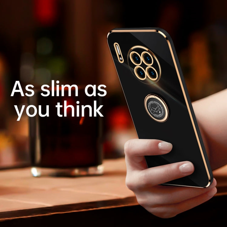 XINLI Straight Edge 6D Electroplate TPU Phone Case with Ring Holder – Ring Holder, TPU, For Huawei Mate 30, For Huawei Mate 30 Pro, For Huawei Mate 40