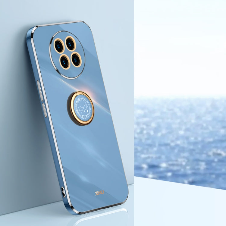XINLI Straight Edge 6D Electroplate TPU Phone Case with Ring Holder – Ring Holder, TPU, For Huawei Mate 30, For Huawei Mate 30 Pro, For Huawei Mate 40 For Huawei Mate 30 Celestial Blue