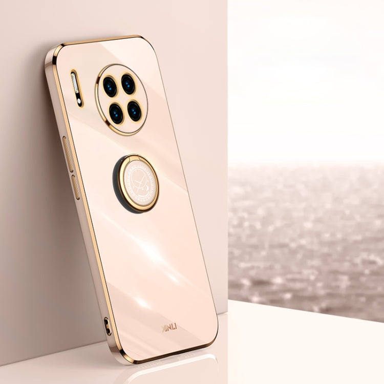 XINLI Straight Edge 6D Electroplate TPU Phone Case with Ring Holder – Ring Holder, TPU, For Huawei Mate 30, For Huawei Mate 30 Pro, For Huawei Mate 40 For Huawei Mate 30 Pro Pink