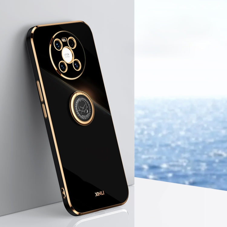 XINLI Straight Edge 6D Electroplate TPU Phone Case with Ring Holder – Ring Holder, TPU, For Huawei Mate 30, For Huawei Mate 30 Pro, For Huawei Mate 40 For Huawei Mate 40 Black