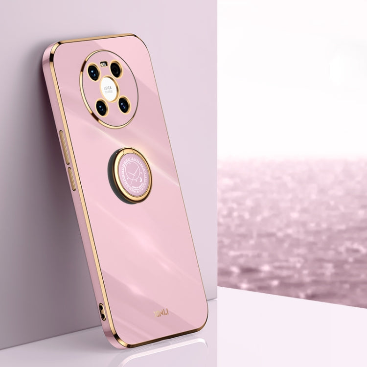 XINLI Straight Edge 6D Electroplate TPU Phone Case with Ring Holder – Ring Holder, TPU, For Huawei Mate 30, For Huawei Mate 30 Pro, For Huawei Mate 40 For Huawei Mate 40 Cherry Purple