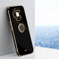 XINLI Straight Edge 6D Electroplate TPU Phone Case with Ring Holder – Ring Holder, TPU, For Huawei Mate 40 Pro, For Huawei nova 6 5G, For Huawei nova 6 SE