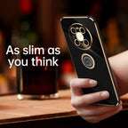 XINLI Straight Edge 6D Electroplate TPU Phone Case with Ring Holder – Ring Holder, TPU, For Huawei Mate 40 Pro, For Huawei nova 6 5G, For Huawei nova 6 SE